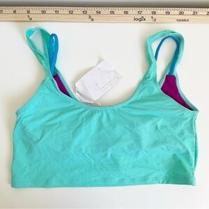 NEW Basta Surf Reversible Bikini Top teal blue modest bright extra small purple